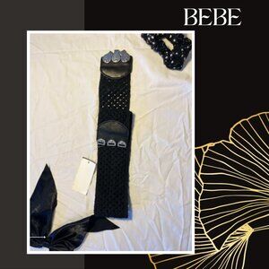BEBE KNIT BELT BLACK